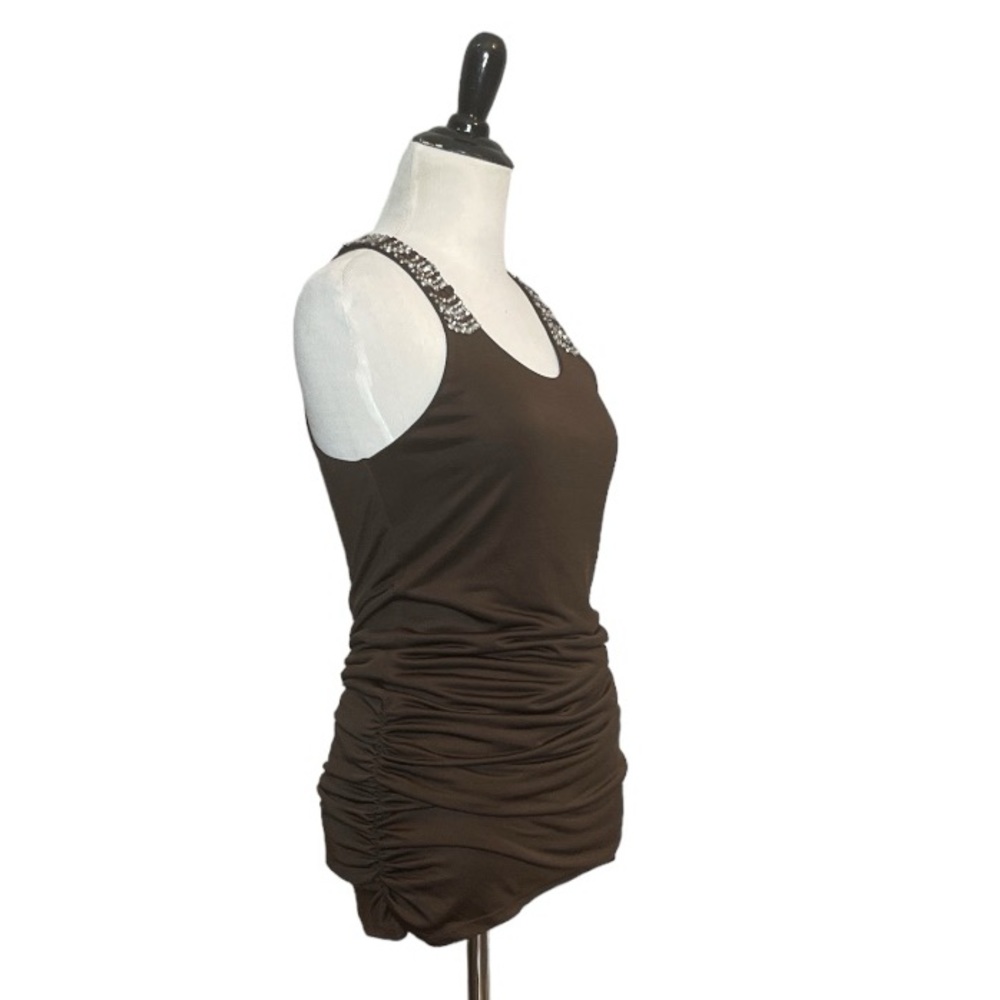 ALICE + OLIVIA SILK VISCOSE SLEEVELESS RHINESTONE ACCENT TANK TOP TUNIC - Picture 5 of 10